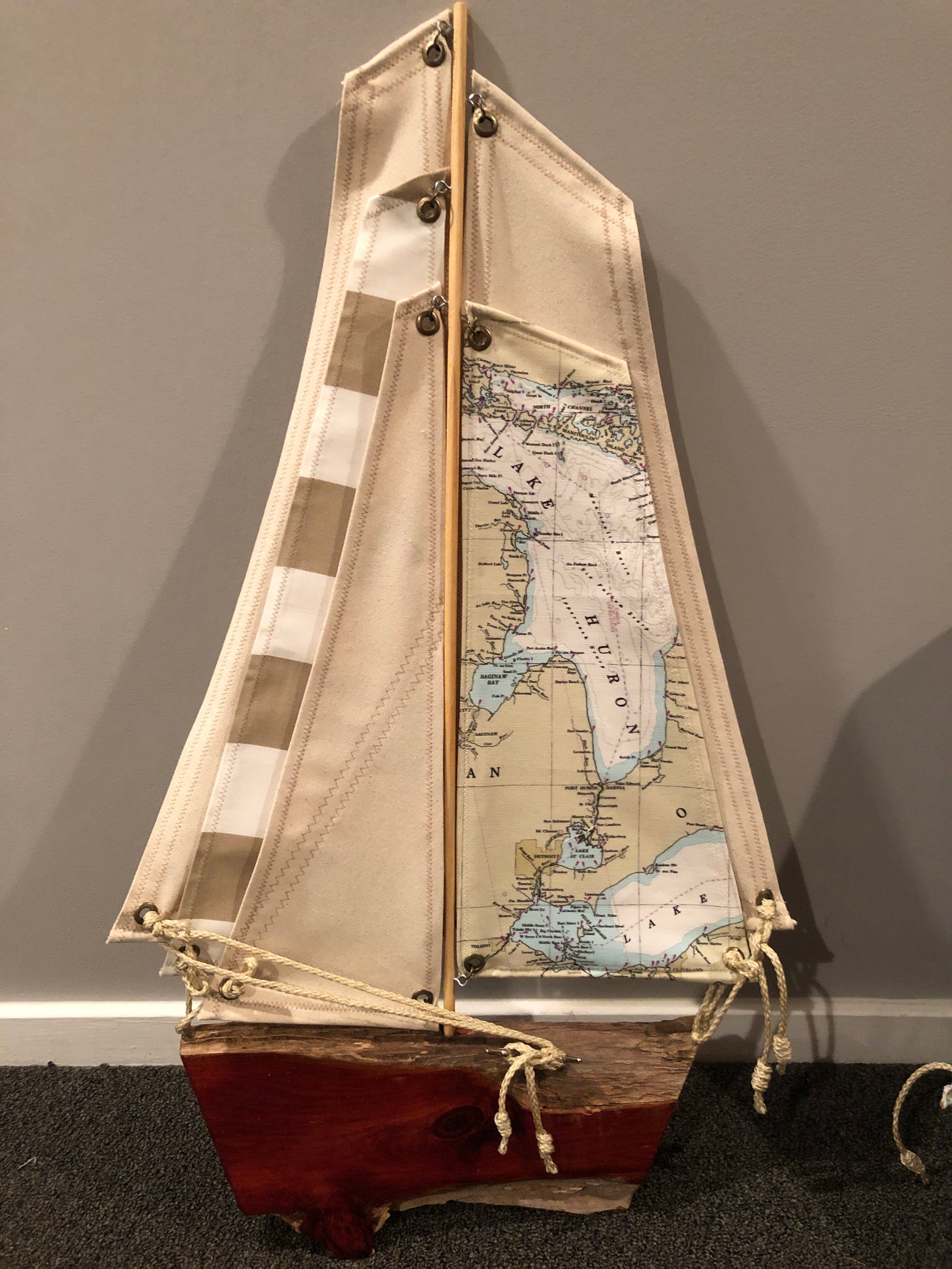 Lake Huron Driftwood Sailboat Cedar Sealed with Polyurethane