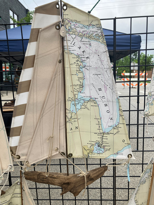 Lake Huron Driftwood Sailboat