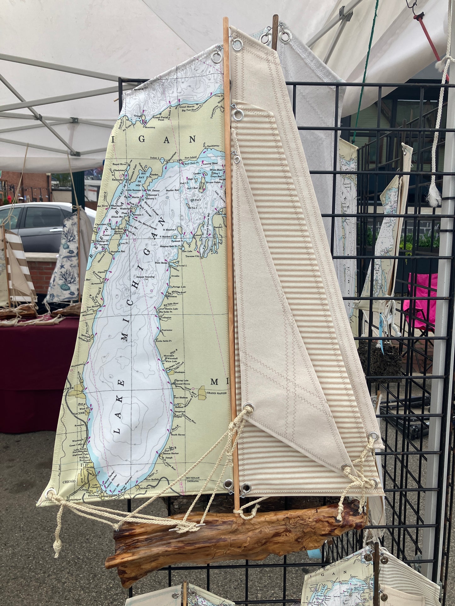 Lake Michigan Driftwood Sailboat with Cypress Knee